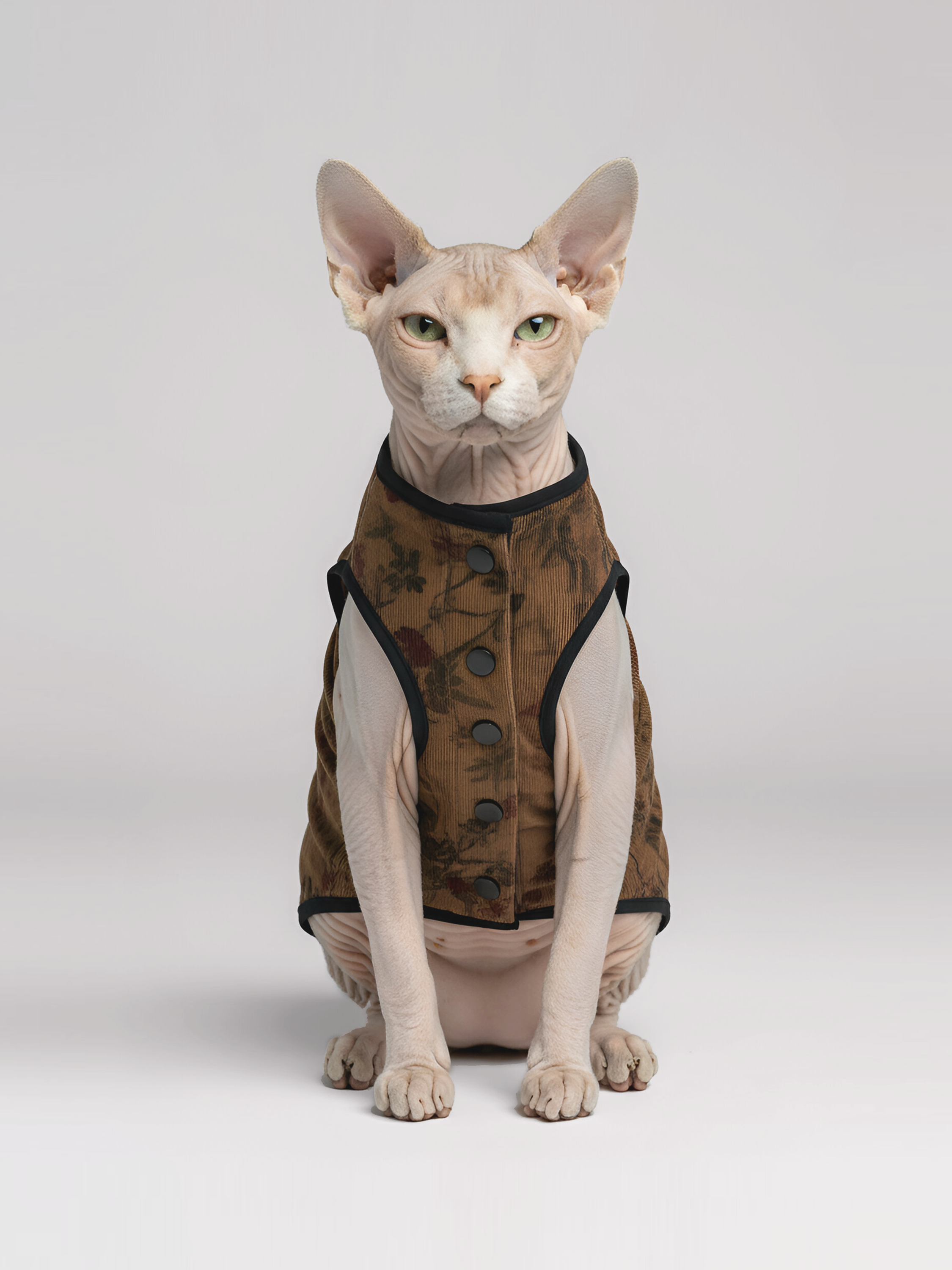 Floral Corduroy Sphynx Cat Vest