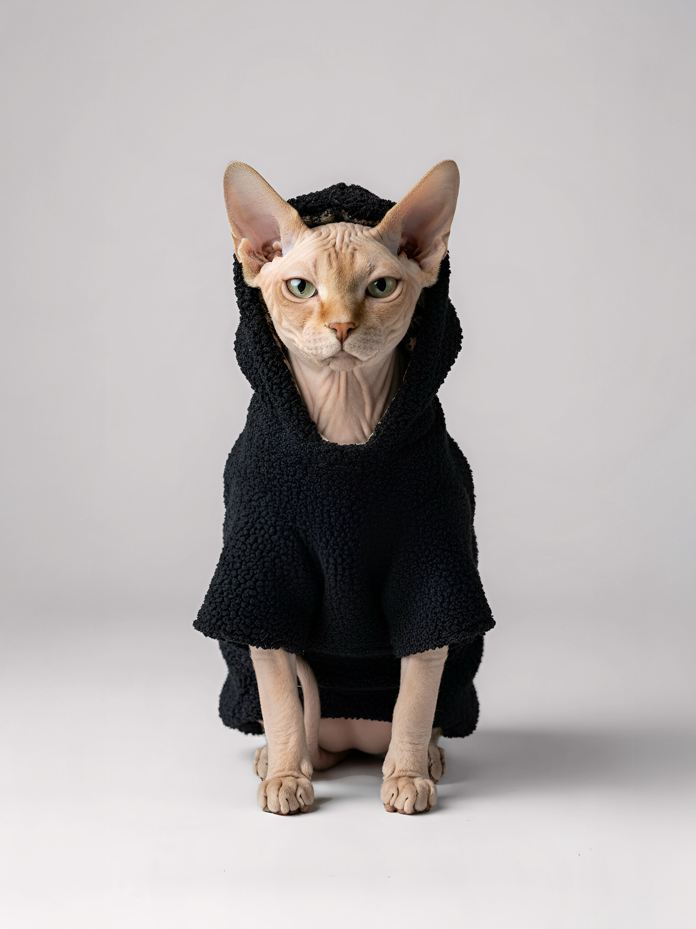 Plush Sherpa Sphynx Cat Hoodie