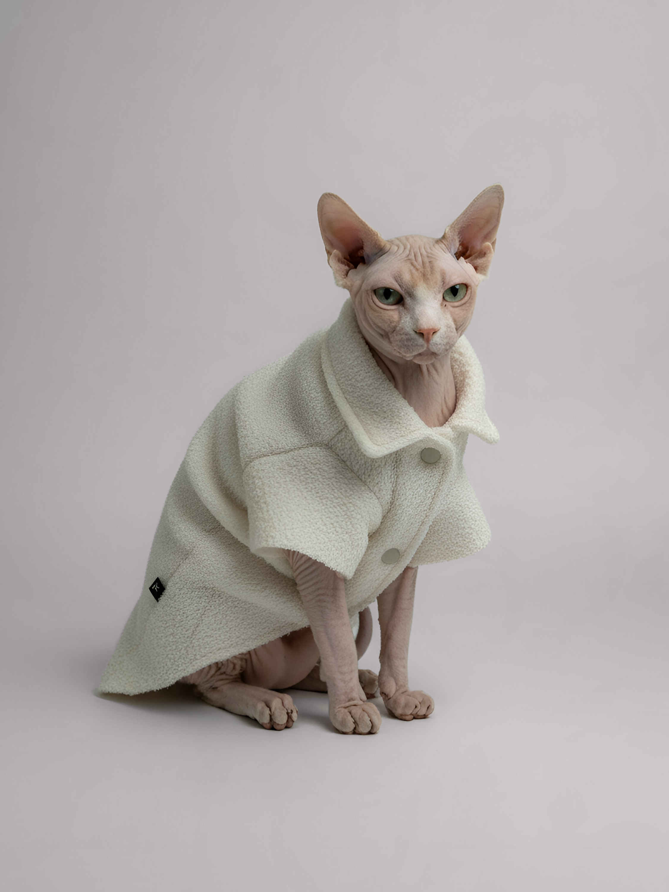 Ivory Bouclé Sphynx Cat Cardigan