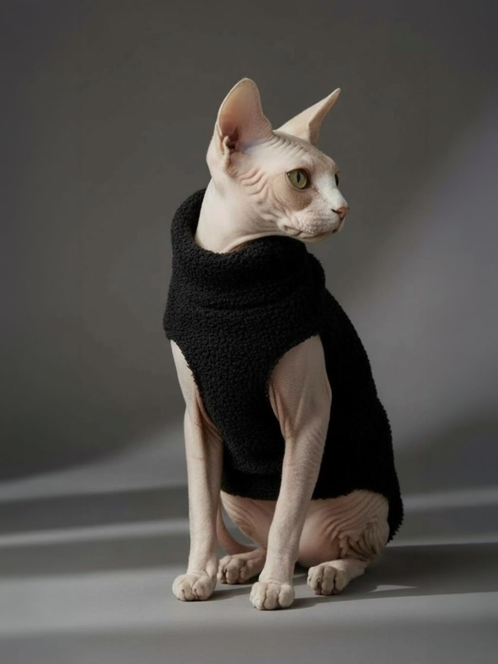 Sherpa Fleece Sphynx Cat Turtleneck
